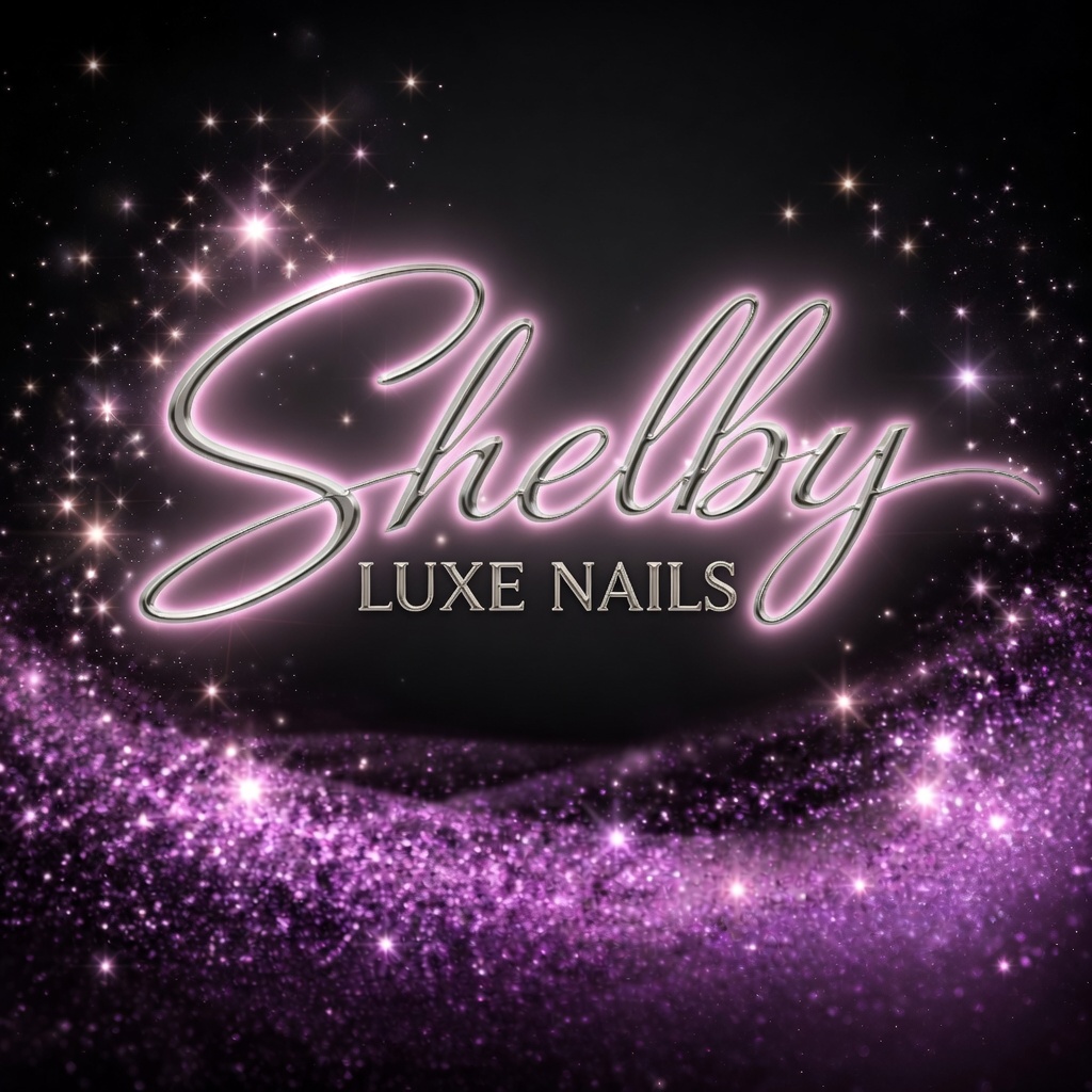 Shelby Luxe Nails — purple glitter starry logo